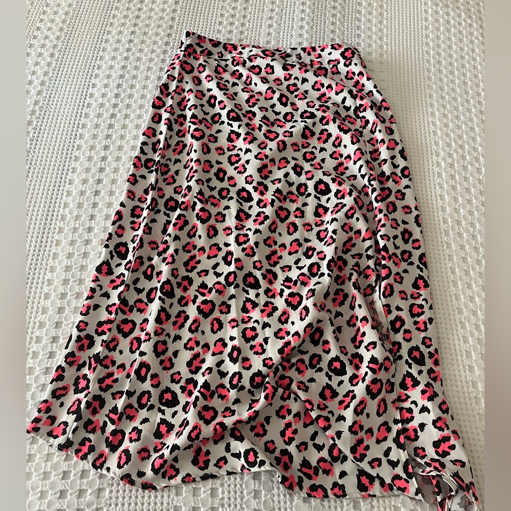 AX Paris Midi Skirt in Neon Pink Leopard Print